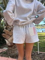 Load image into Gallery viewer, Grey Margo Quilted Patchwork Shorts: Sunkissed Coconut

