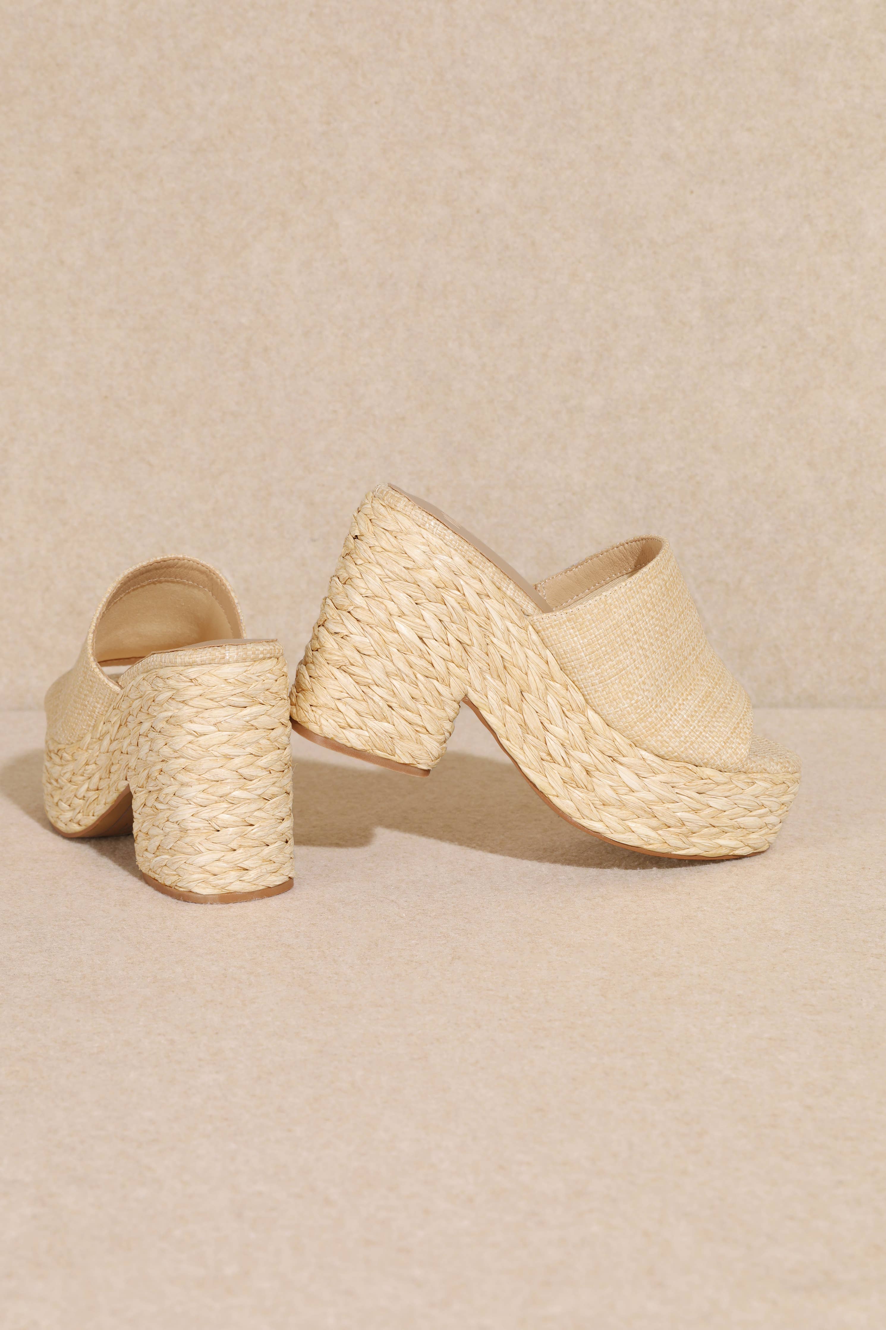 Ashlyn Rattan Platform Sandal