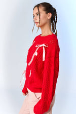 Load image into Gallery viewer, Lia Cable Lace Up Sweater
