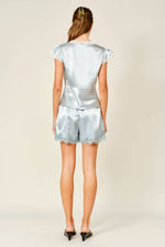Load image into Gallery viewer, Evening Lace Trim Shorts: Lt Blue
