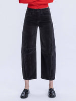Load image into Gallery viewer, High Rise Dark Gray Corduroy Barrel Jean - Vervet
