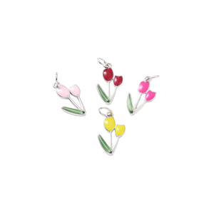 Tulip Blooms Charm - Silver