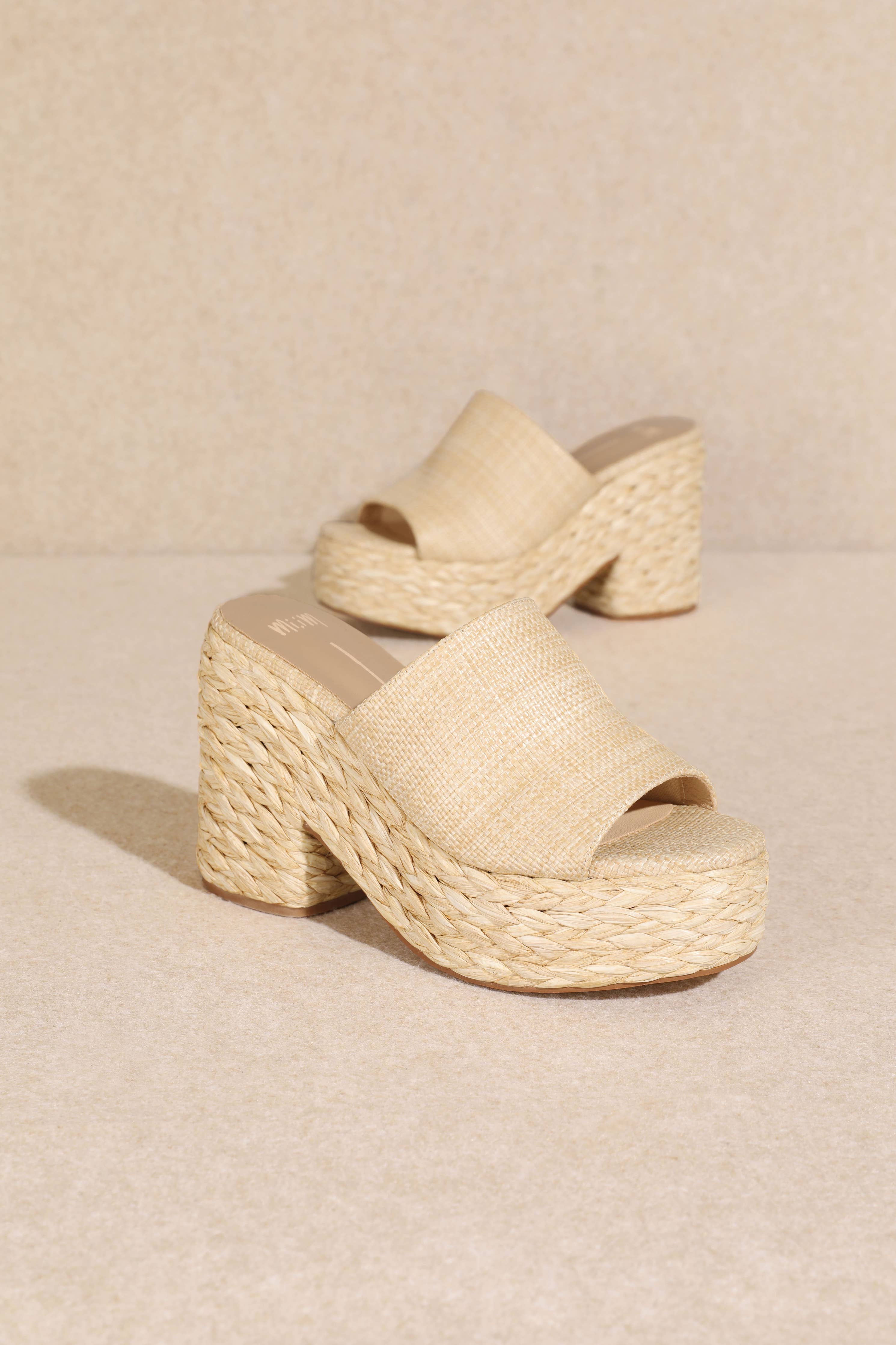 Ashlyn Rattan Platform Sandal