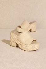 Load image into Gallery viewer, Ashlyn Rattan Platform Sandal
