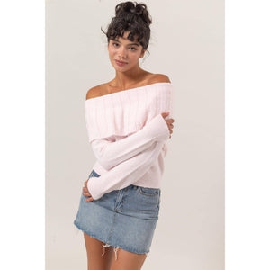 Whitney Off-Shoulder Sweater - Pink