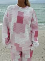 Load image into Gallery viewer, Margo Quilted Patchwork Crewneck Sweatshirt: Sunkissed Coconut
