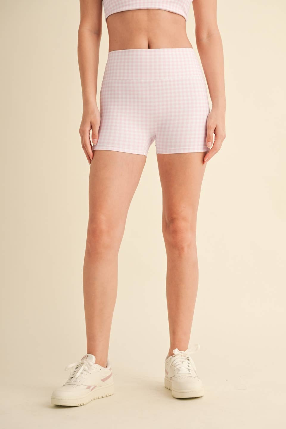 Blush Gingham Biker Short