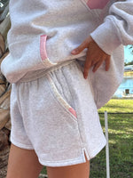 Load image into Gallery viewer, Grey Margo Quilted Patchwork Shorts: Sunkissed Coconut
