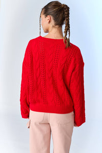 Lia Cable Lace Up Sweater