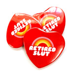 Load image into Gallery viewer, Retired Slut Heart Shaped Pinback Button
