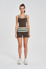 Load image into Gallery viewer, Carol Striped Sports Bra: Chocolate
