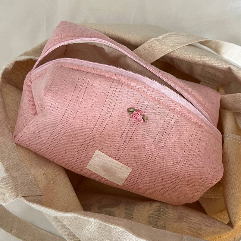 Pointelle Pink Cosmetic Bag