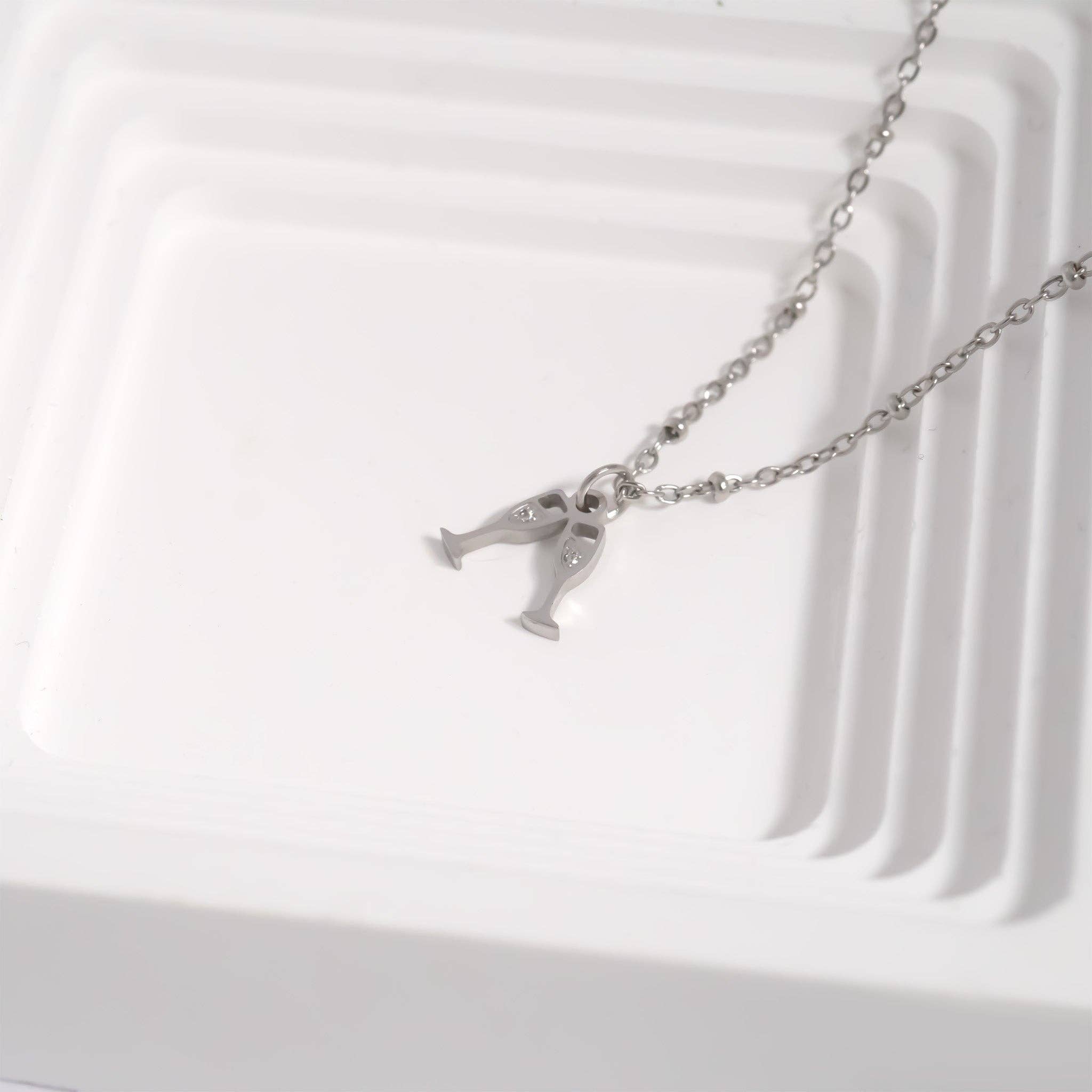 Bubbly Cheers Charm - Silver