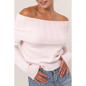 Whitney Off-Shoulder Sweater - Pink