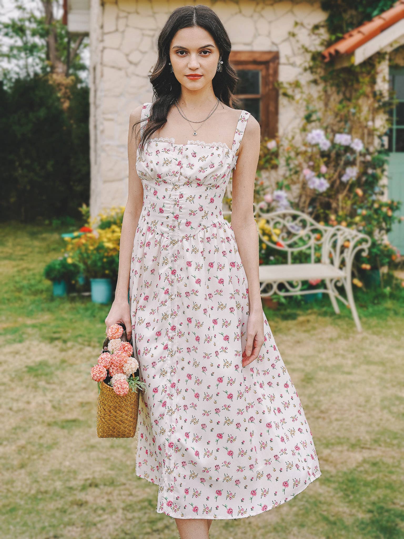 Cottage Charm Floral Midi Sundress Cottage Charm Floral Midi Sundress