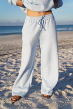 Load image into Gallery viewer, Baby Blue Dot Flare Sweatpants: Sunkissed Coconut

