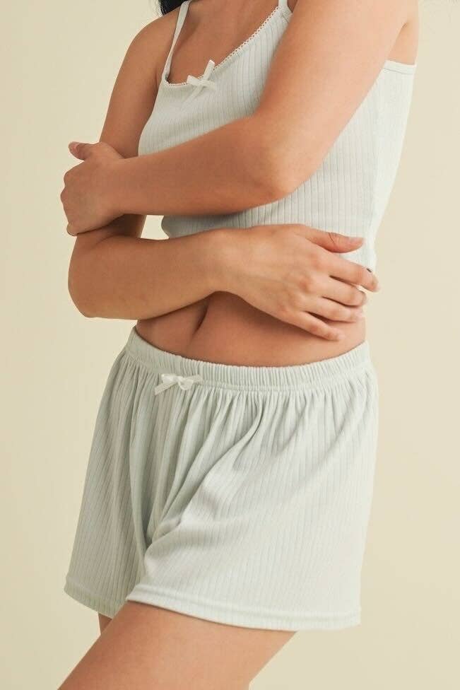 Mint Pointelle Shorts