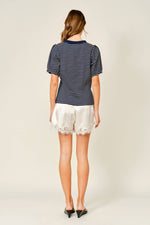 Load image into Gallery viewer, Evening Lace Trim Shorts: Champagne
