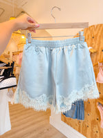 Load image into Gallery viewer, Evening Lace Trim Shorts: Lt Blue
