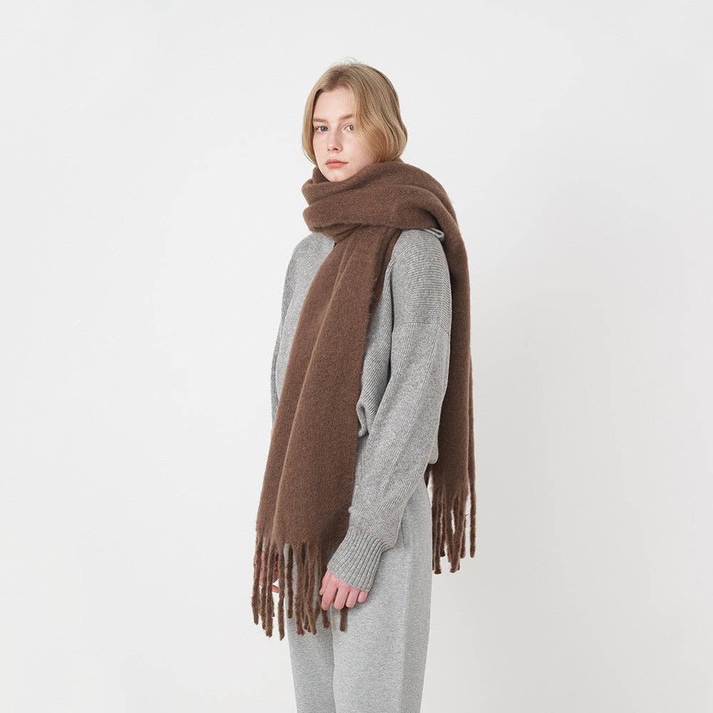 Chocolate Tassel Mohair Scarf