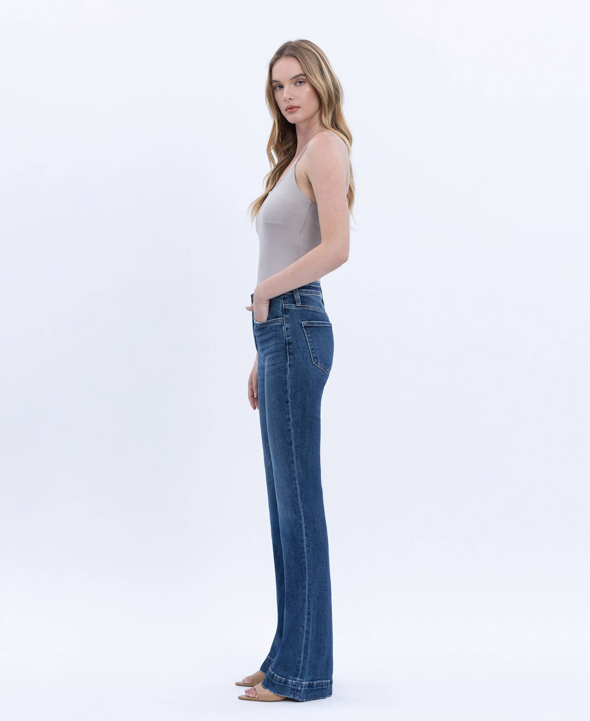 High Rise Trouser Bootcut Jean - Vervet