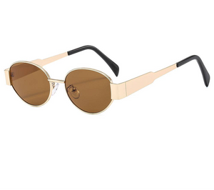 Laila Oval Sunglasses - Brown & Gold