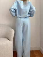 Load image into Gallery viewer, Baby Blue Dot Flare Sweatpants: Sunkissed Coconut
