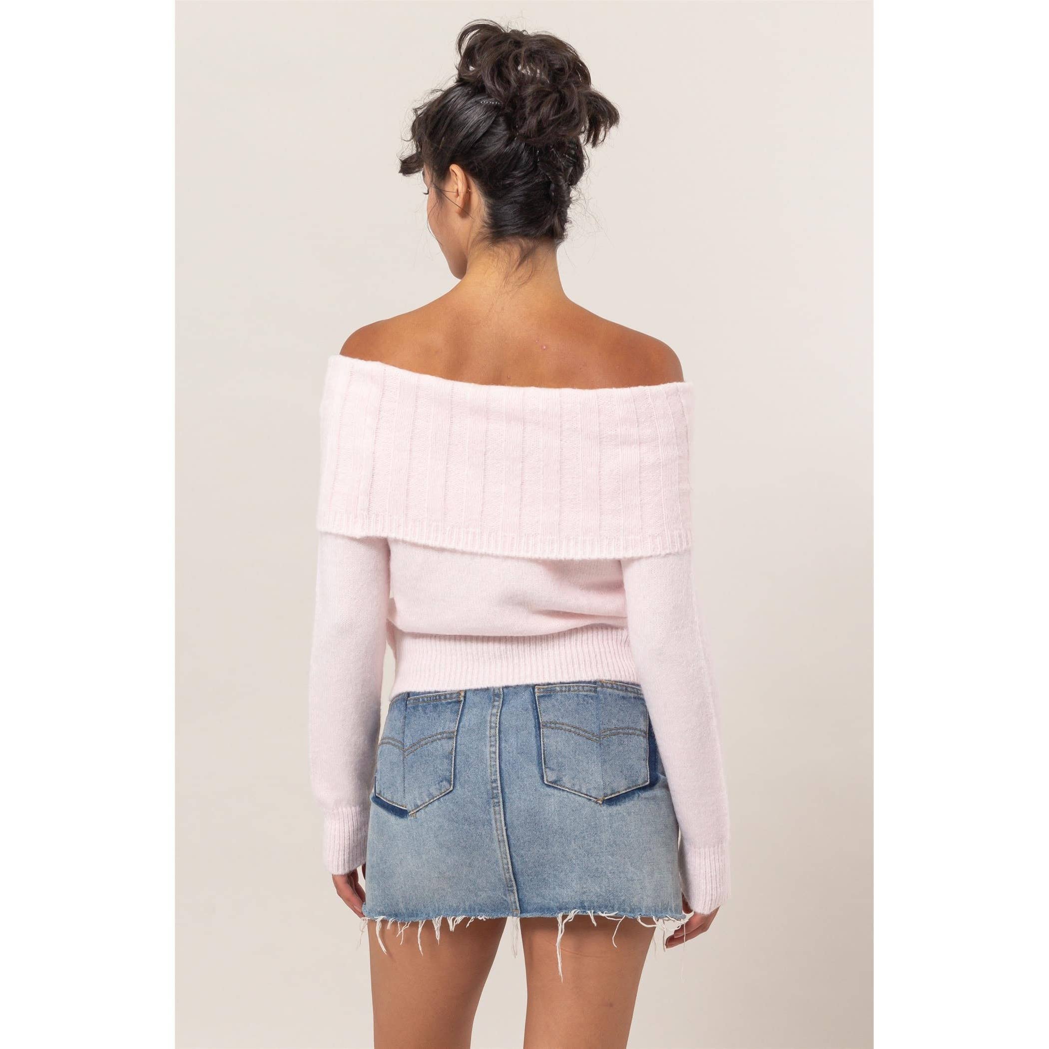 Whitney Off-Shoulder Sweater - Pink