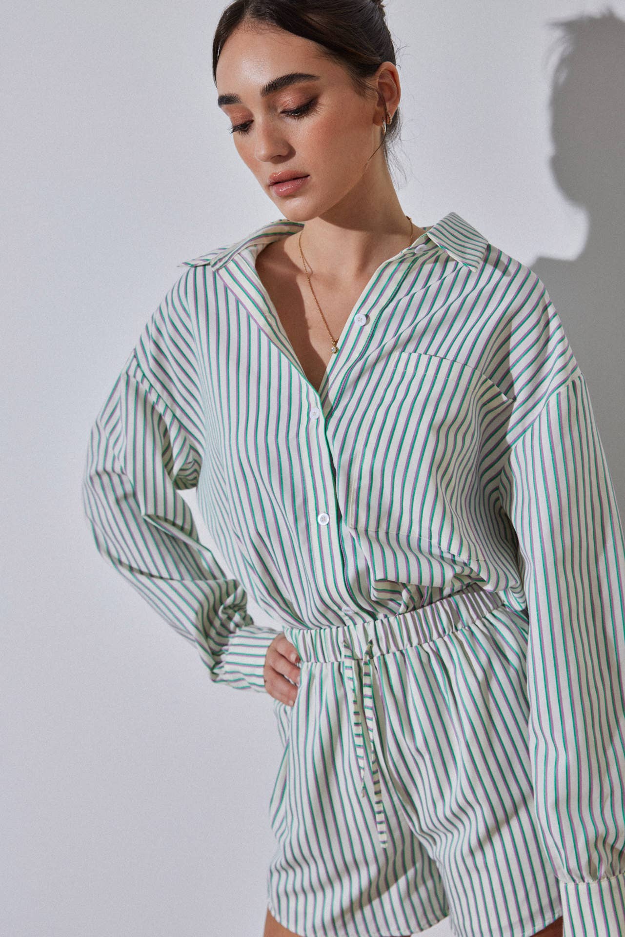 Oversized Striped Shirt - Vanilla Multi