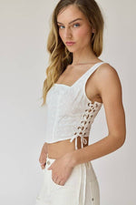 Load image into Gallery viewer, Jade Eyelet Corset Top
