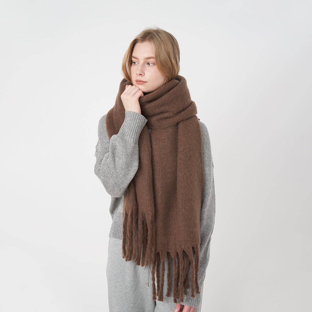 Chocolate Tassel Mohair Scarf