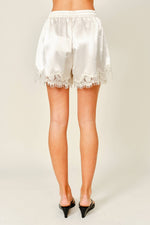 Load image into Gallery viewer, Evening Lace Trim Shorts: Champagne
