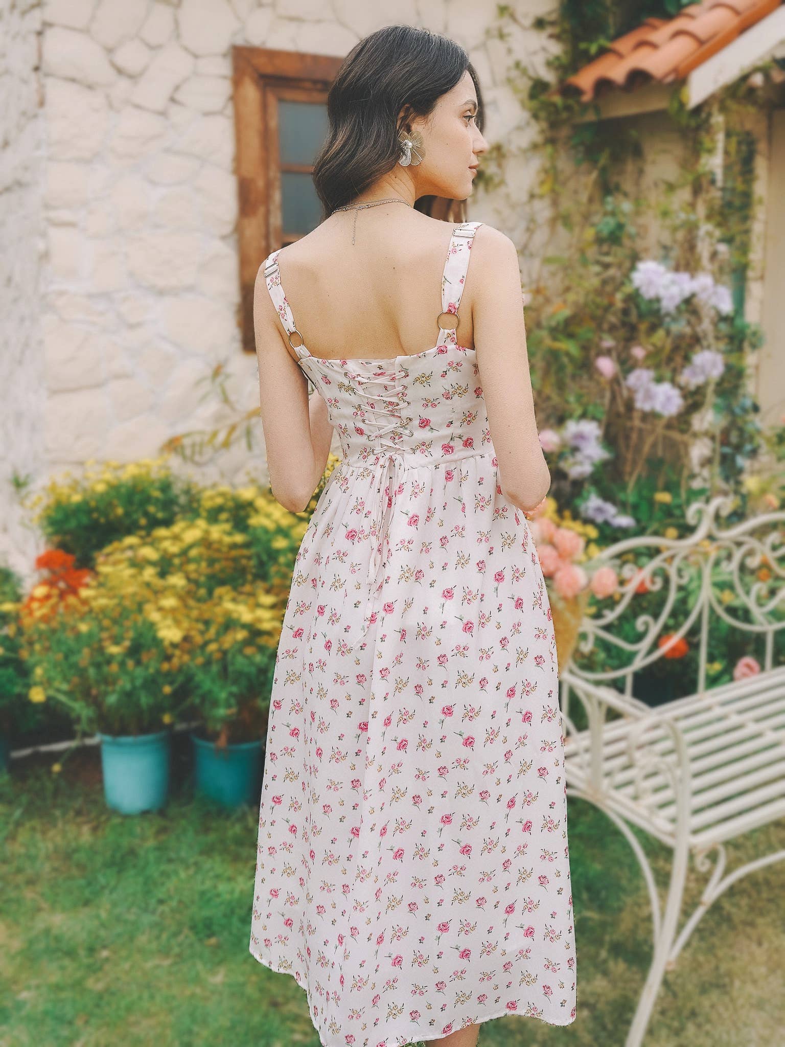 Cottage Charm Floral Midi Sundress