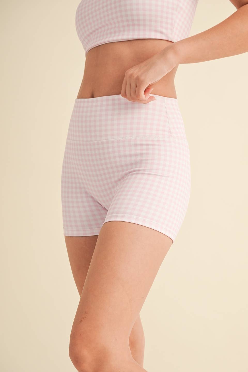 Blush Gingham Biker Short