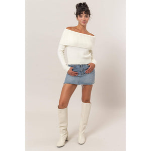 Whitney Off-Shoulder Sweater - Cream