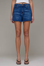 Load image into Gallery viewer, Medium Dark Stretch Micro High Rise Shorts - Hidden Jeans
