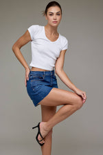 Load image into Gallery viewer, Medium Dark Stretch Micro High Rise Shorts - Hidden Jeans
