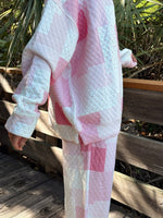 Load image into Gallery viewer, Margo Quilted Patchwork Crewneck Sweatshirt: Sunkissed Coconut
