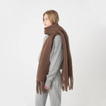 Load image into Gallery viewer, Chocolate Tassel Mohair Scarf
