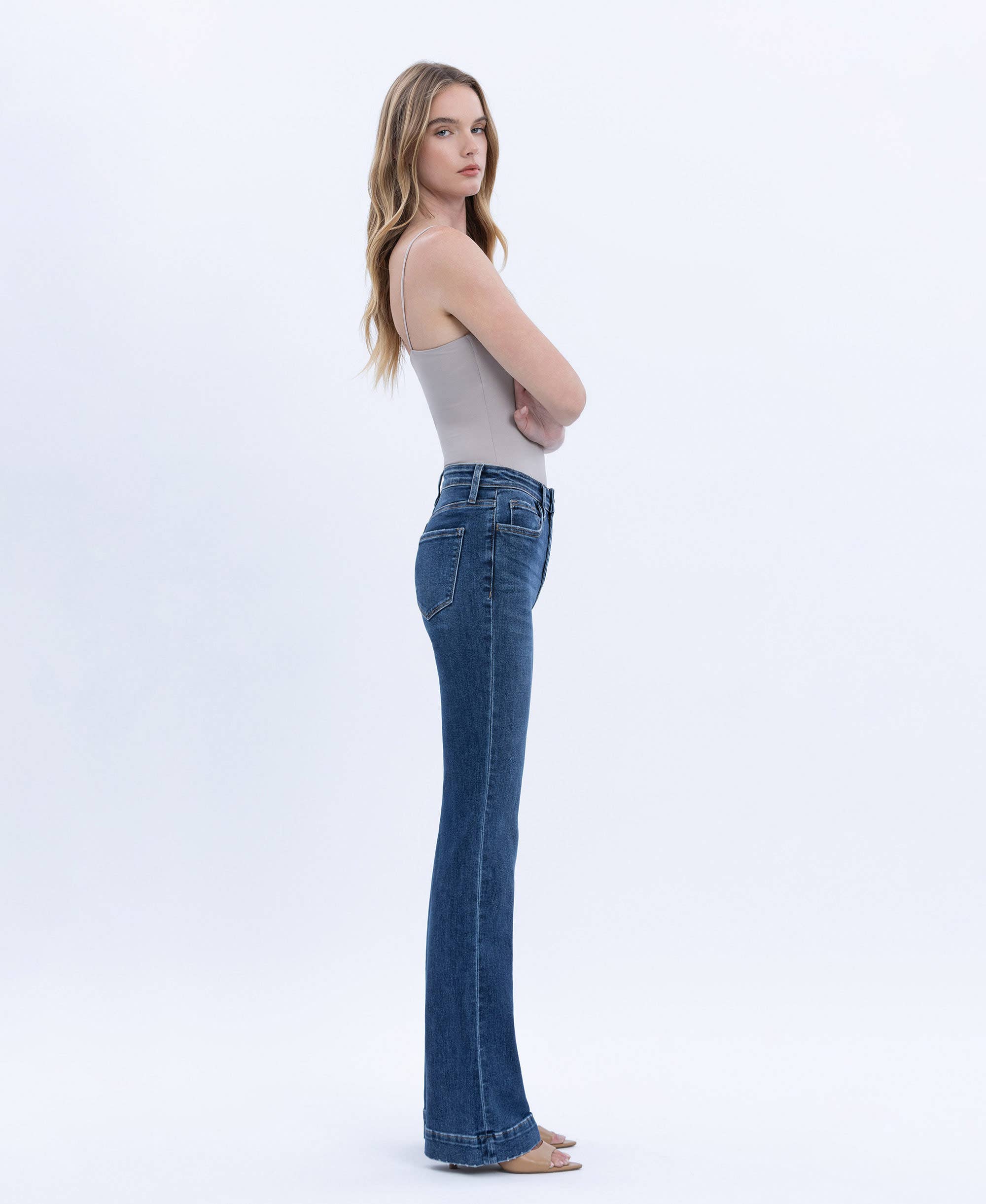 High Rise Trouser Bootcut Jean - Vervet