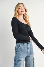 Load image into Gallery viewer, Cara Knit Top - Black
