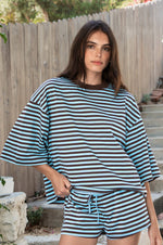 Load image into Gallery viewer, Marlowe Tee: Chocolate &amp; Blue
