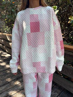 Load image into Gallery viewer, Margo Quilted Patchwork Crewneck Sweatshirt: Sunkissed Coconut
