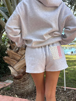 Load image into Gallery viewer, Grey Margo Quilted Patchwork Shorts: Sunkissed Coconut
