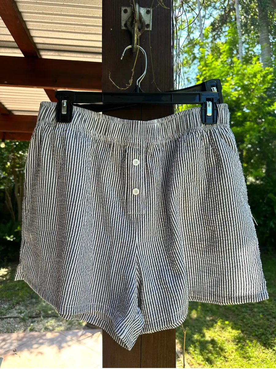 Black Seersucker Boxer Shorts