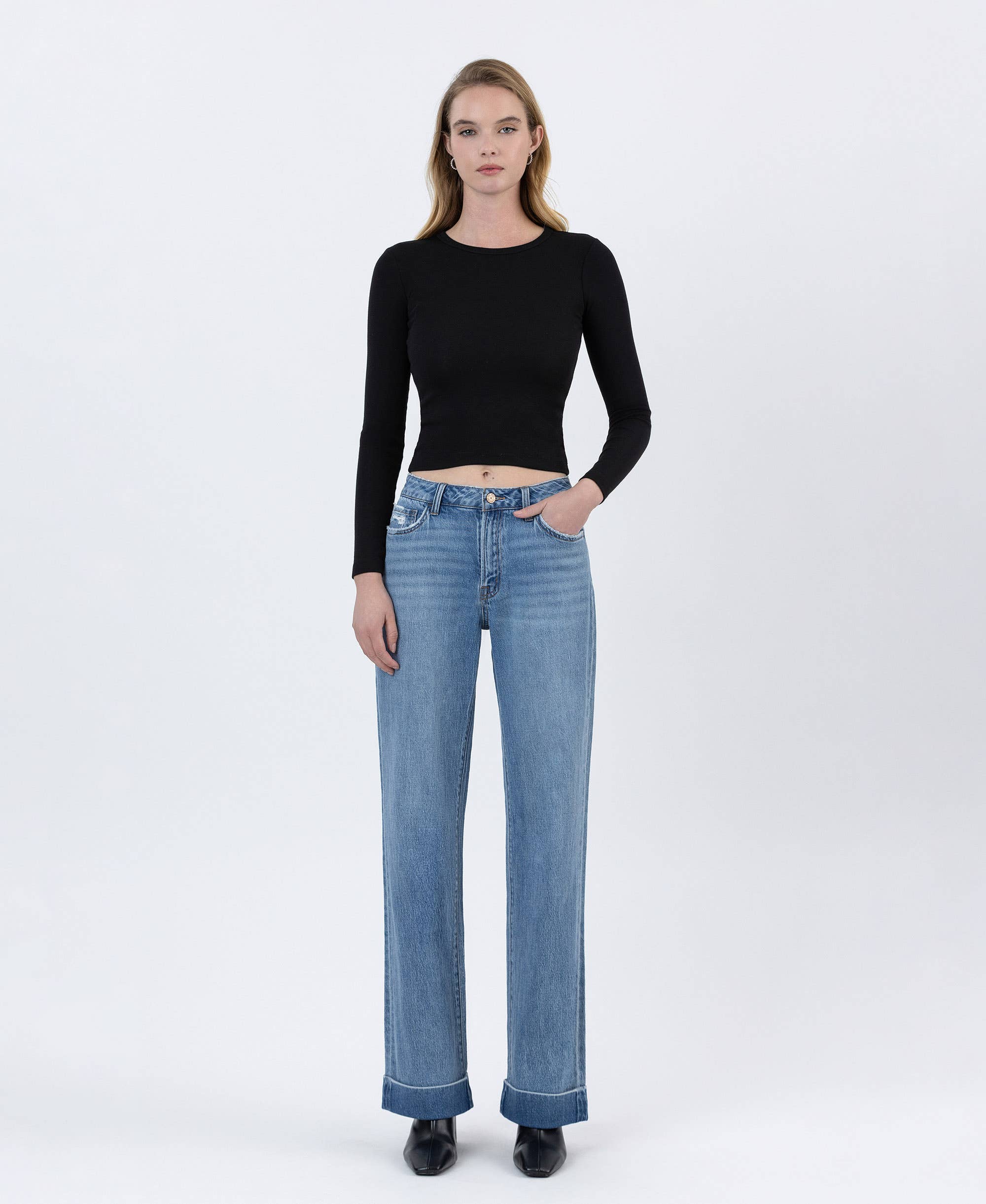 Cuffed Baggy Wide Leg - Medium Dark - Vervet