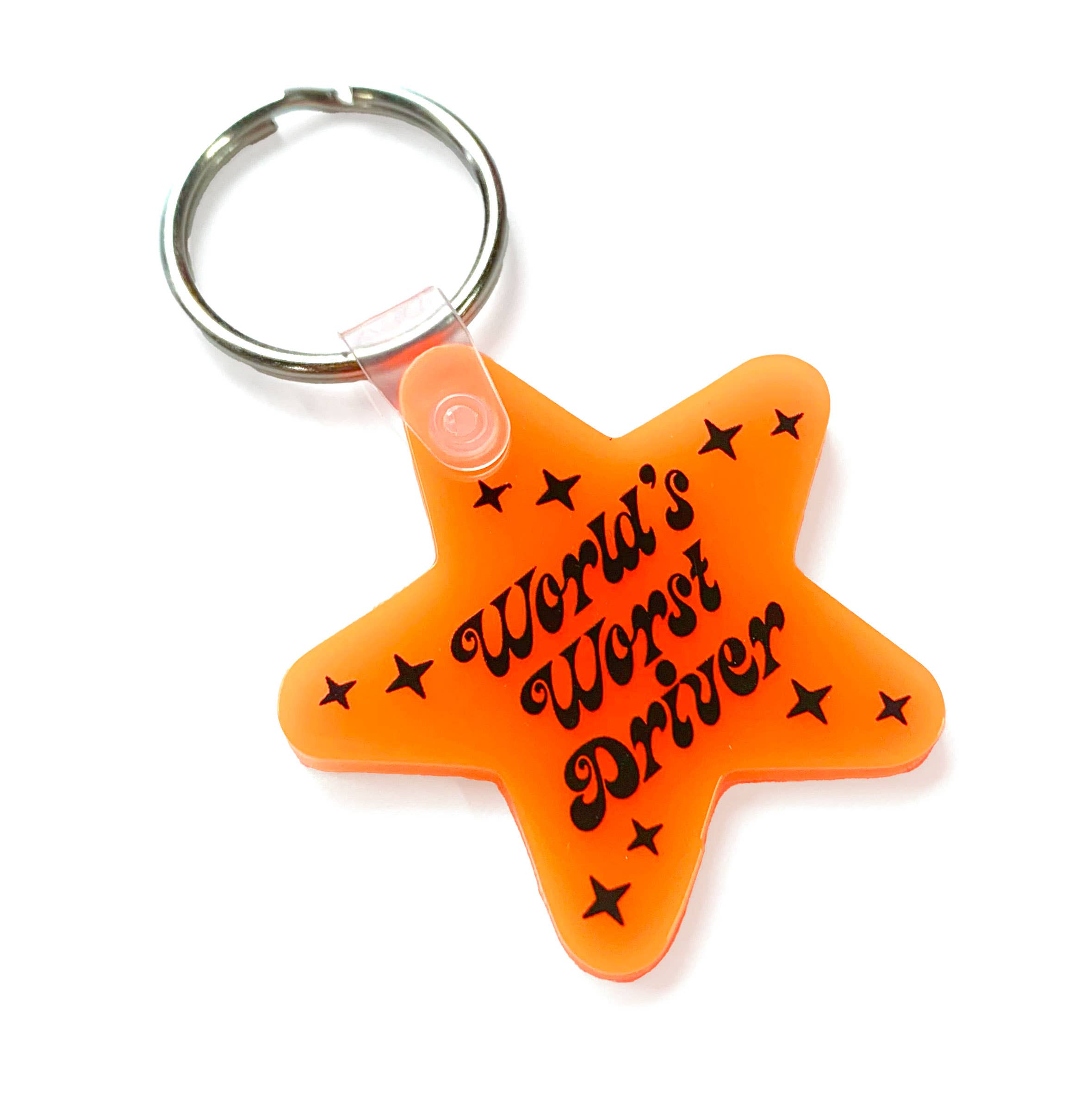 World's Worst Driver Star Shaped Vinyl Keychain