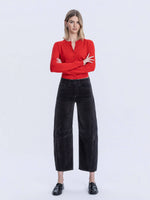 Load image into Gallery viewer, High Rise Dark Gray Corduroy Barrel Jean - Vervet
