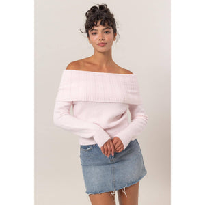 Whitney Off-Shoulder Sweater - Pink