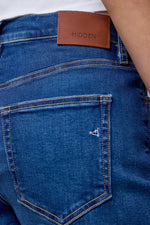 Load image into Gallery viewer, Medium Dark Stretch Micro High Rise Shorts - Hidden Jeans
